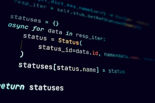 Code on screen